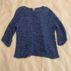 Chico’s size 1 Small Blue Knit Silver Metallic Knit Sweater